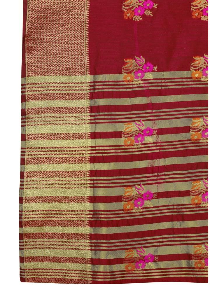 Maroon Coloured Poly Silk Banarasi Jacquard Partywear saree | Leemboodi