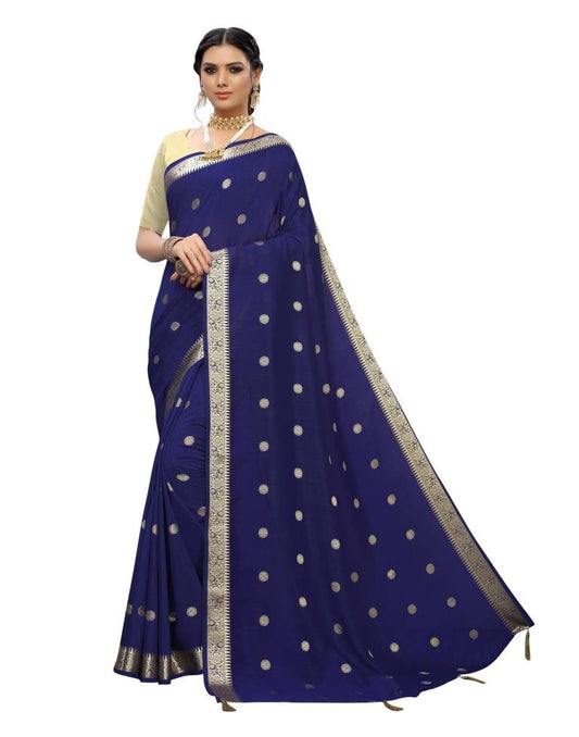 Navy Blue Banarasi Silk Saree