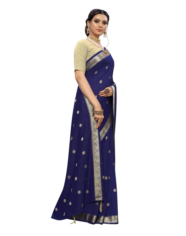 Navy Blue Banarasi Silk Saree