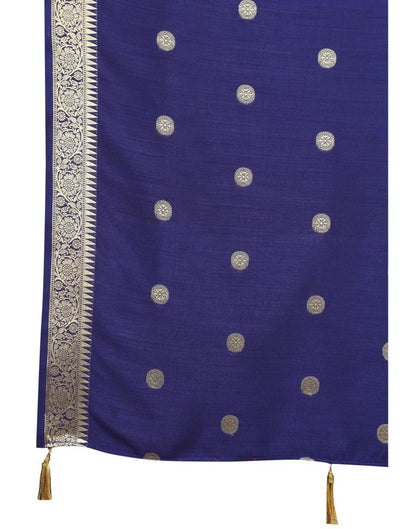 Navy Blue Banarasi Silk Saree