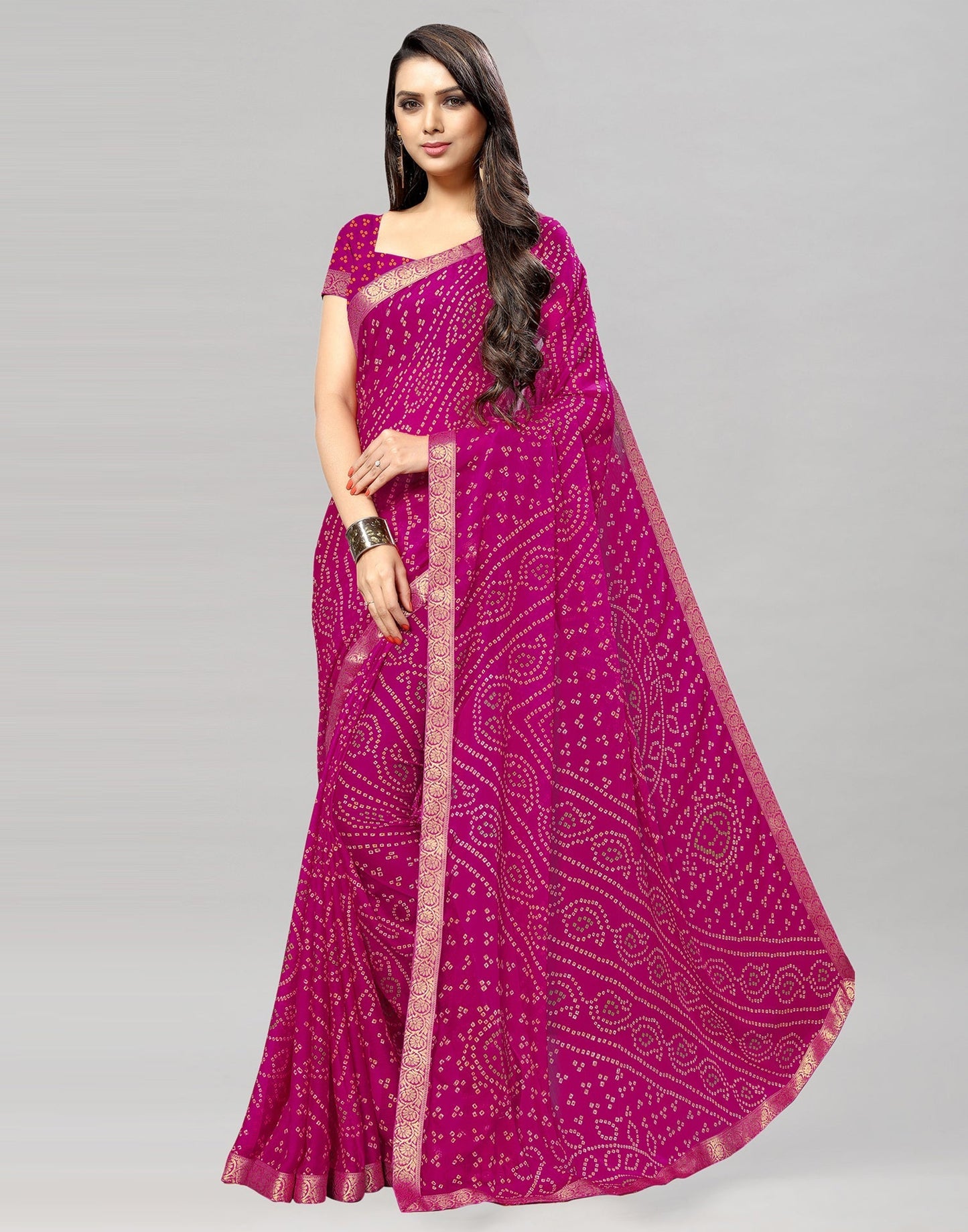 Pink Bandhani Printed Saree | Sudathi