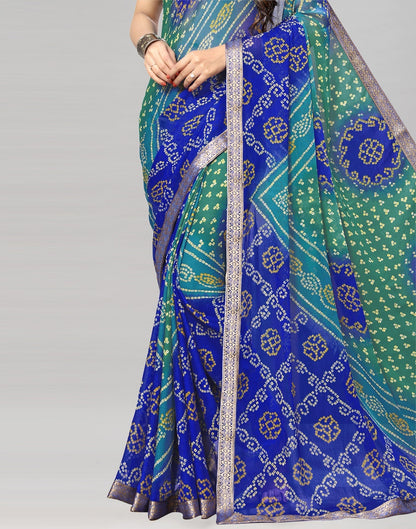 Blue Bandhani Printed Saree | Leemboodi