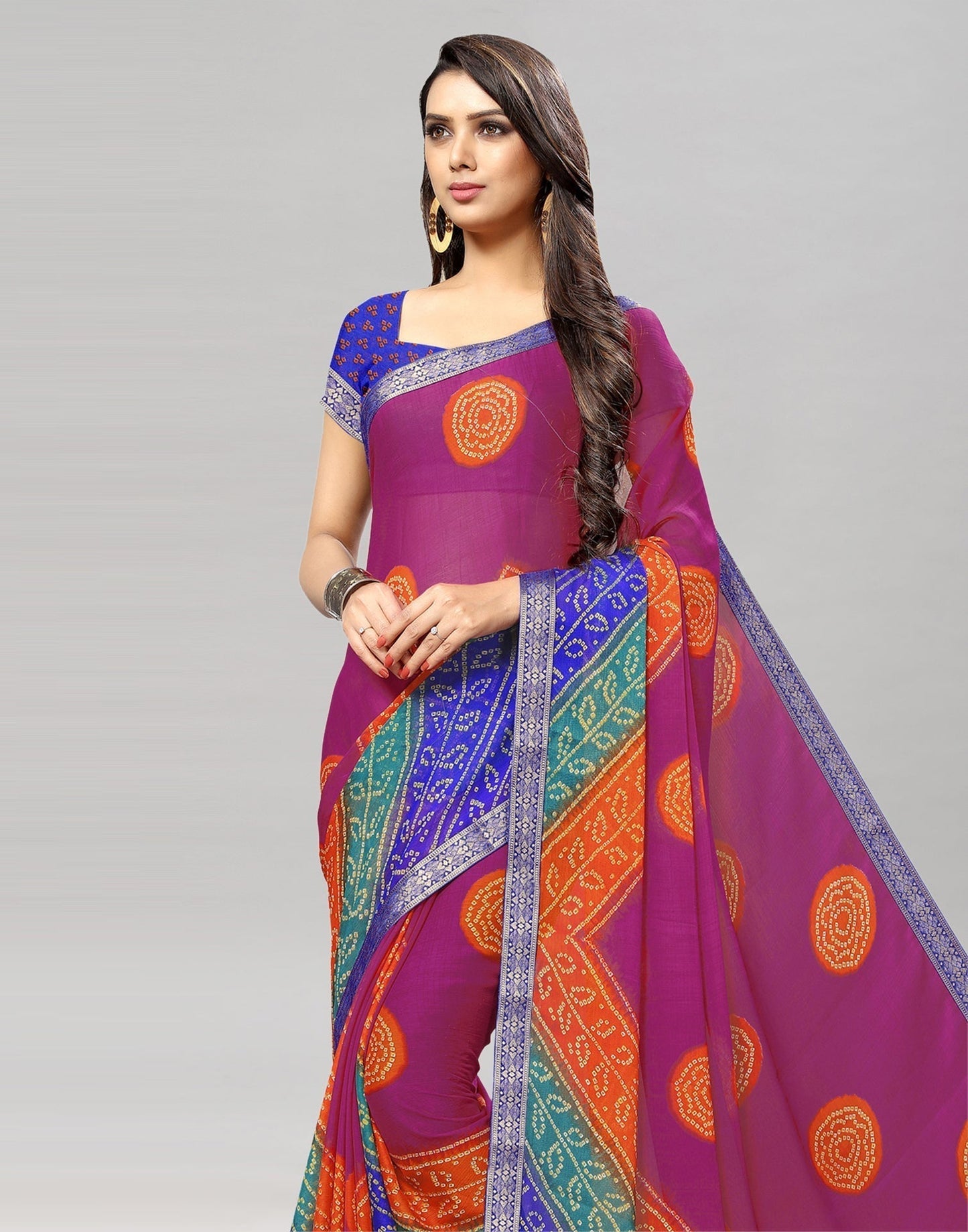 Pink Bandhani Printed Saree | Sudathi
