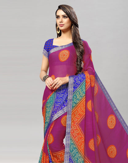 Pink Bandhani Printed Saree | Sudathi