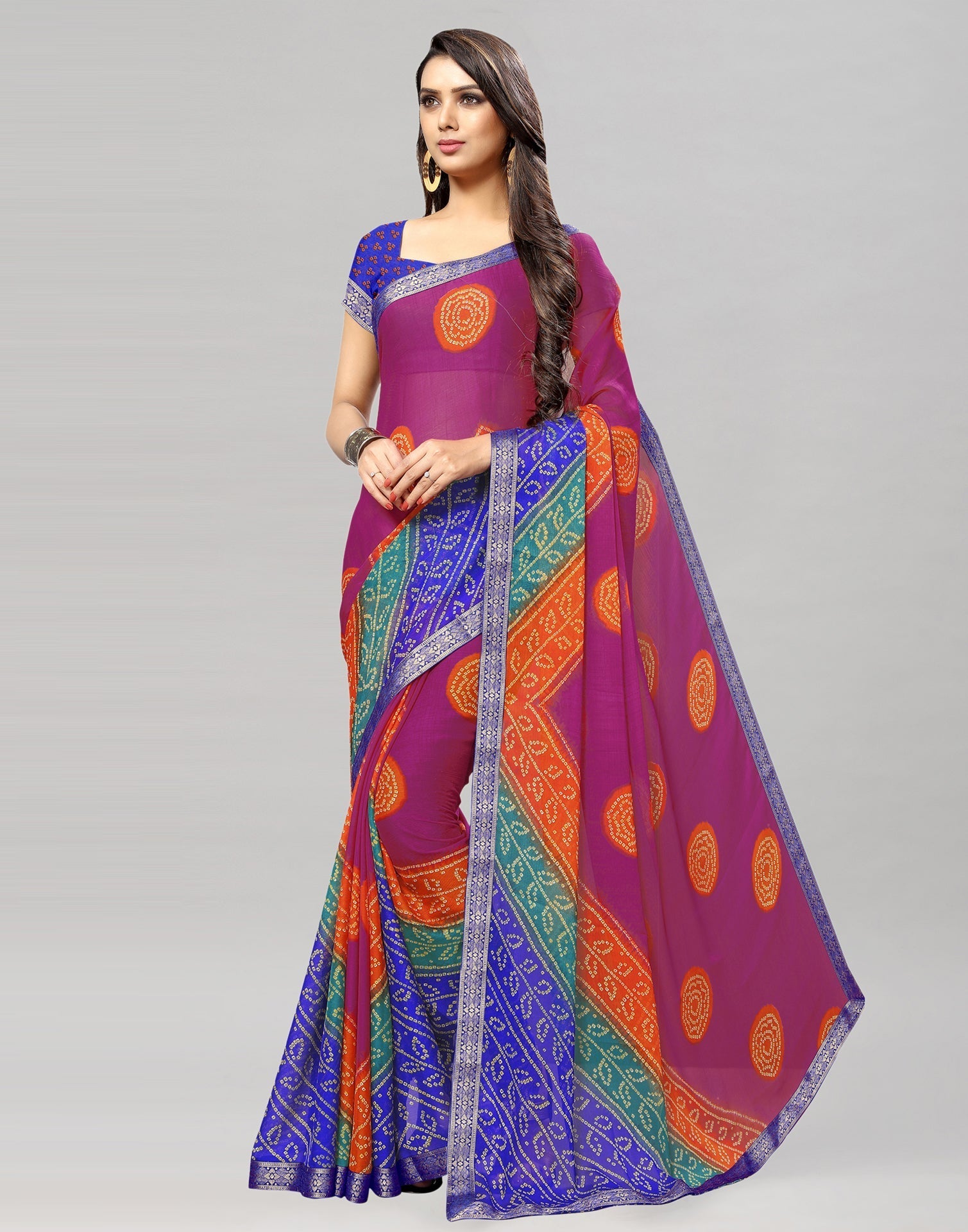 Pink Bandhani Printed Saree | Sudathi