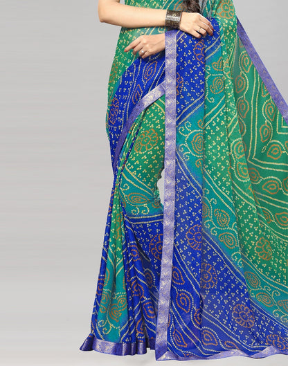 Green Bandhani Printed Saree | Sudathi