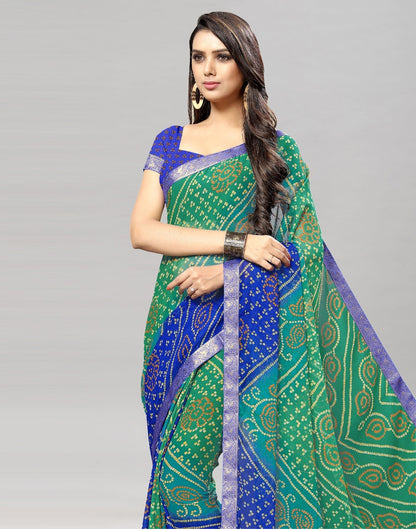 Green Bandhani Printed Saree | Sudathi