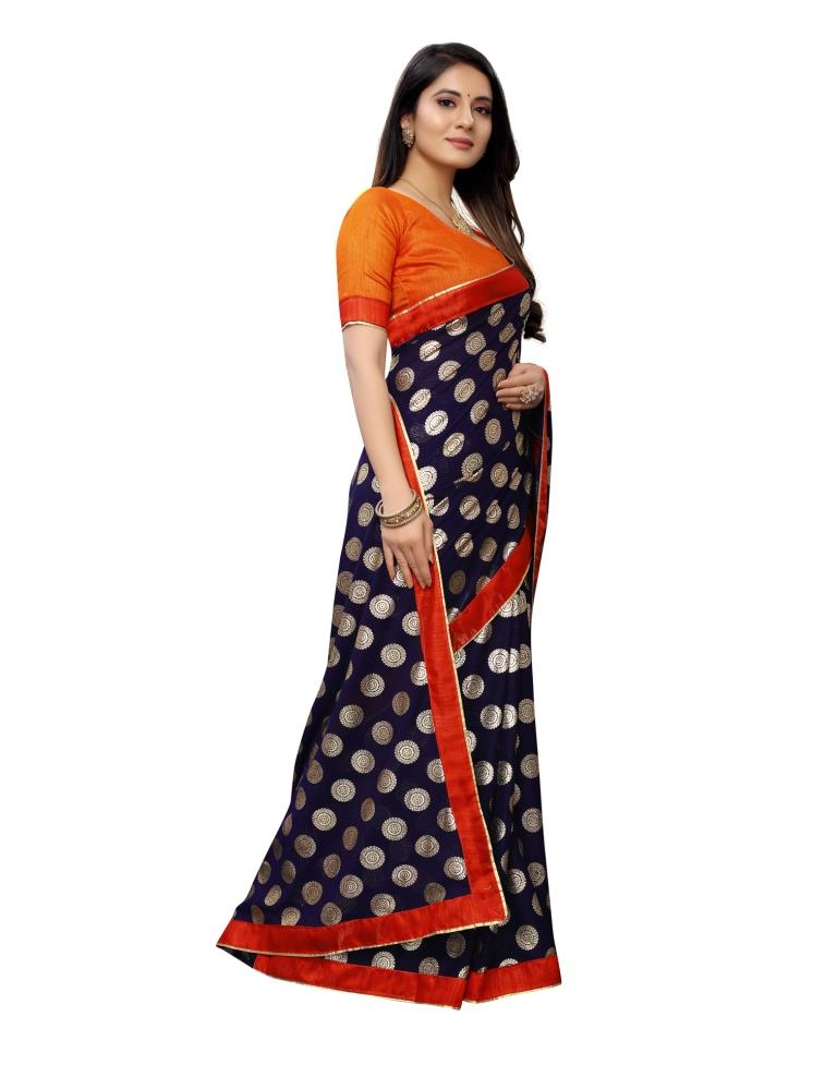 Navy Blue Coloured Lycra Lycra Foil Printed Casual saree | Leemboodi
