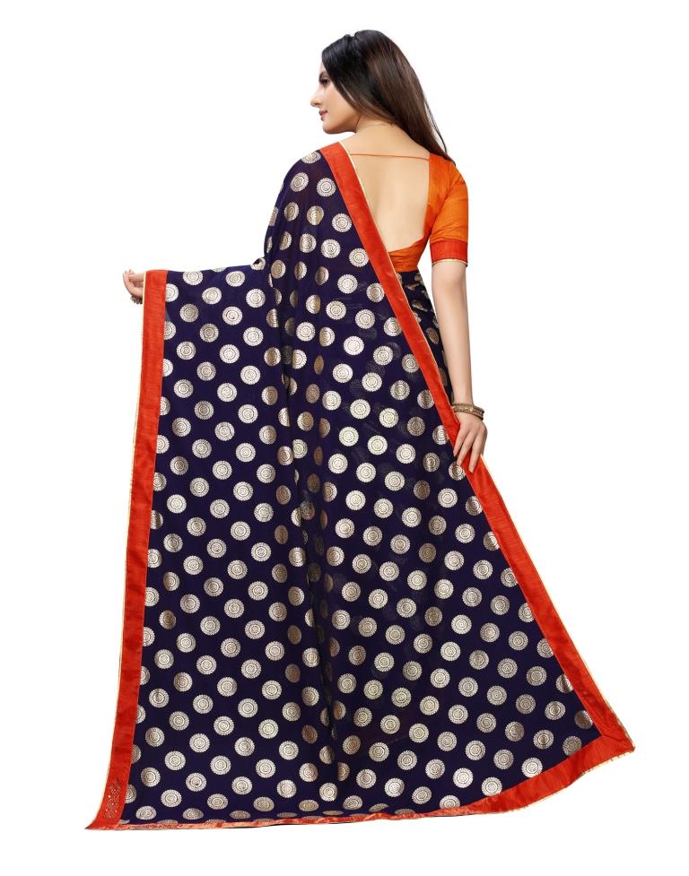 Navy Blue Coloured Lycra Lycra Foil Printed Casual saree | Leemboodi