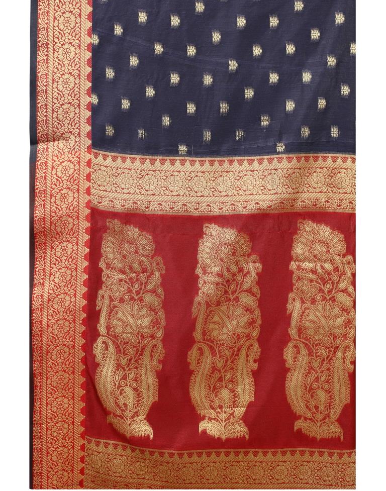 Navy Blue Coloured Cotton Silk Jacquard Partywear saree | Leemboodi