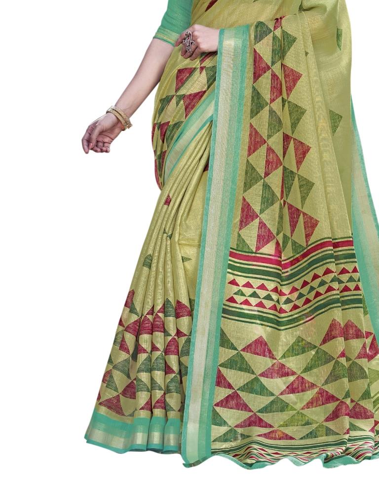 Green Coloured Cotton Silk Printed Casual saree | Leemboodi