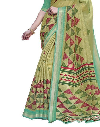 Green Coloured Cotton Silk Printed Casual saree | Leemboodi