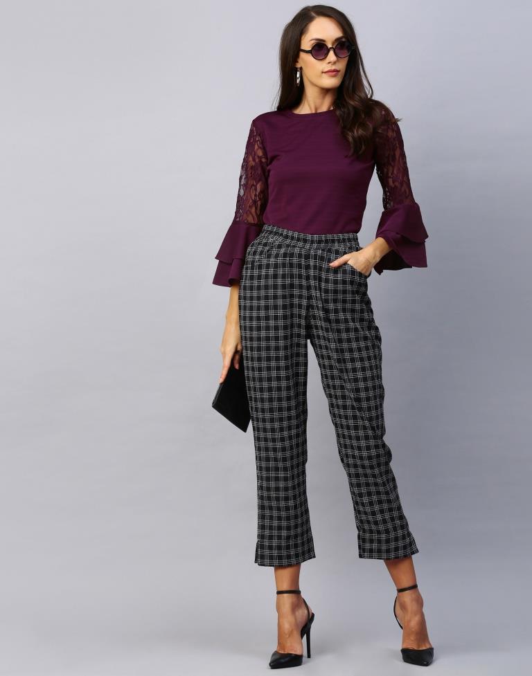 Delusive Purple Coloured Russell Net Lycra Tops | Leemboodi