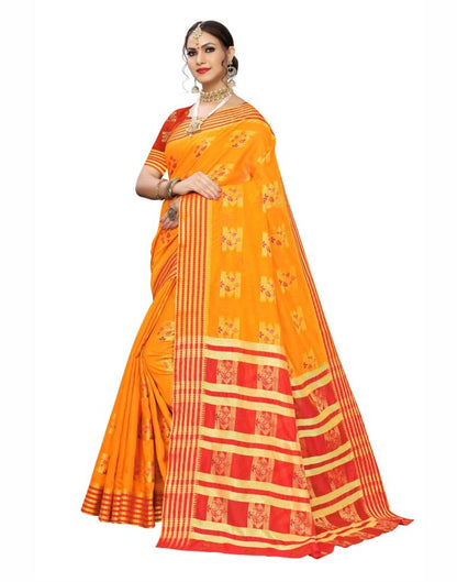 Yellow Coloured Poly Silk Jacquard Partywear saree | Leemboodi