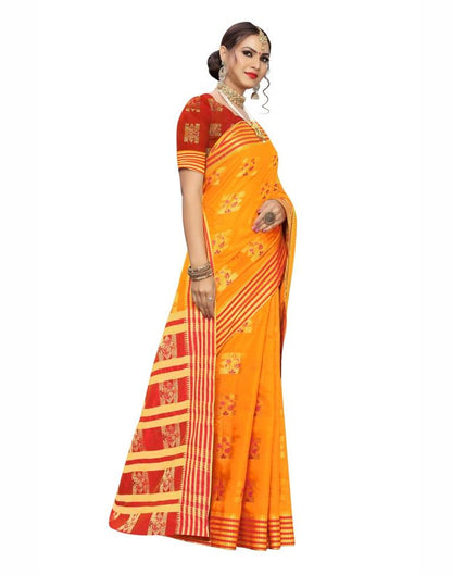 Yellow Coloured Poly Silk Jacquard Partywear saree | Leemboodi