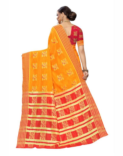 Yellow Coloured Poly Silk Jacquard Partywear saree | Leemboodi