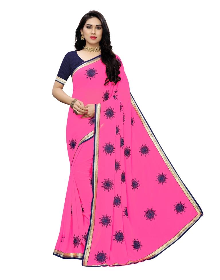 Pink Embroidery Saree | Sudathi