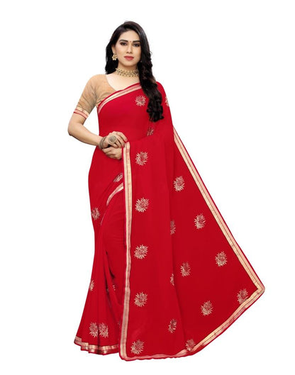 Red Embroidery Saree | Sudathi