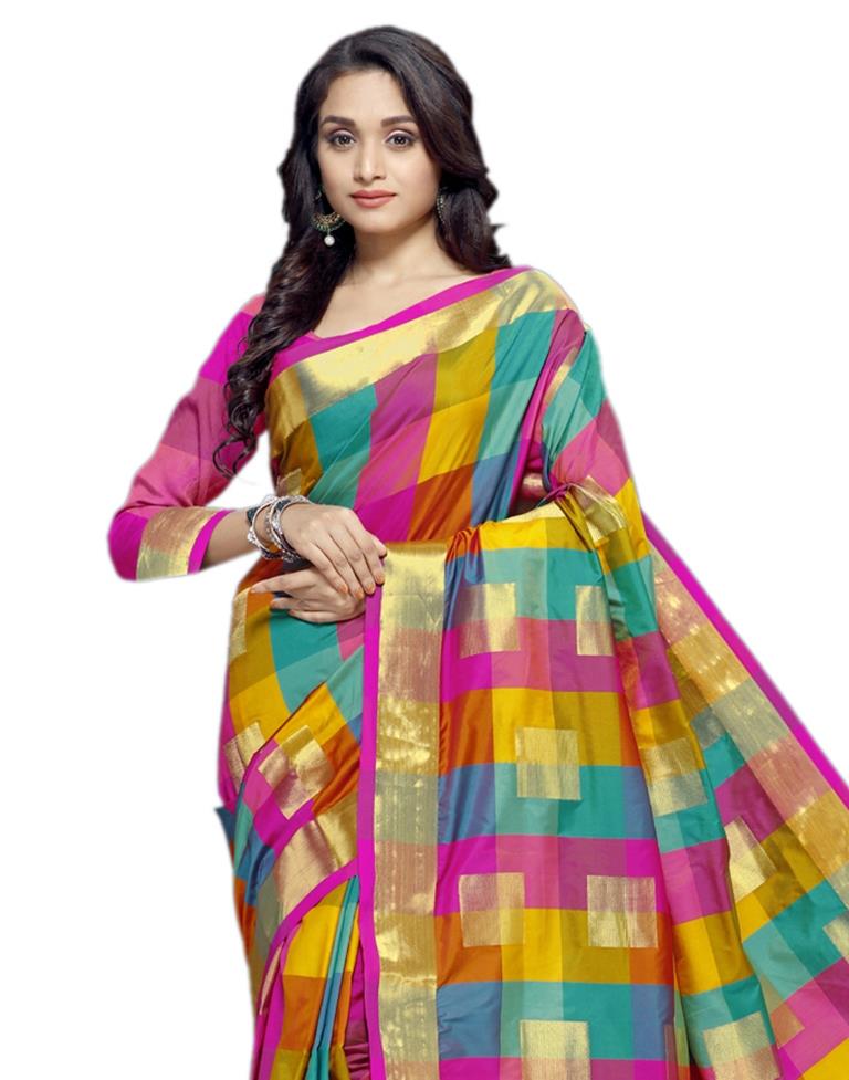 Pink Coloured Poly Silk Jacquard Partywear saree | Leemboodi