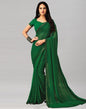 Dark Green Coloured Printed Chiffon Saree | Leemboodi