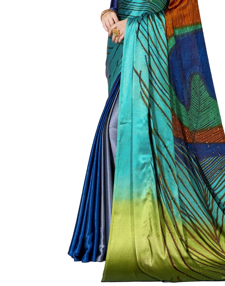 Blue Coloured Chiffon Printed Stone Work Partywear saree | Leemboodi