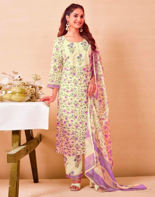 White Rayon Printed Kurta Set With Dupatta