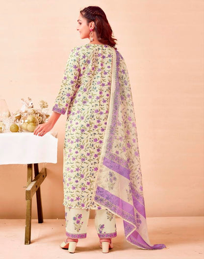 White Rayon Printed Kurta Set With Dupatta