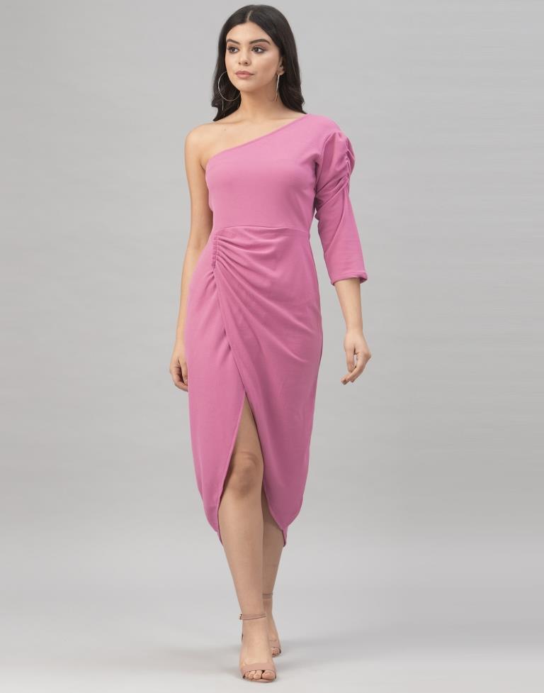 Blooming Pink Coloured Knitted Lycra Tops | Sudathi