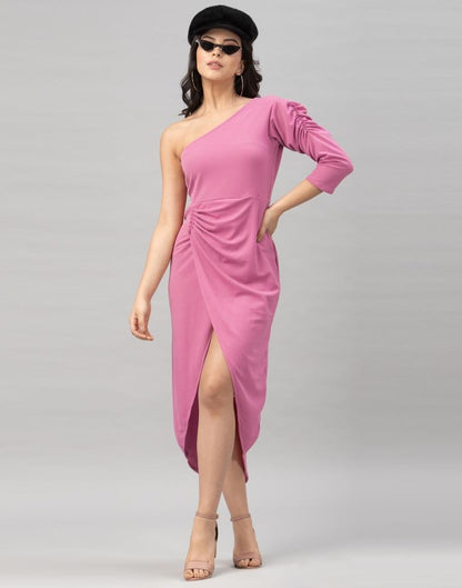 Blooming Pink Coloured Knitted Lycra Tops | Sudathi