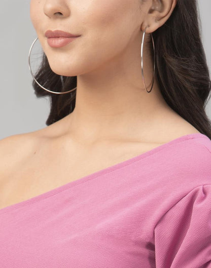 Blooming Pink Coloured Knitted Lycra Tops | Sudathi