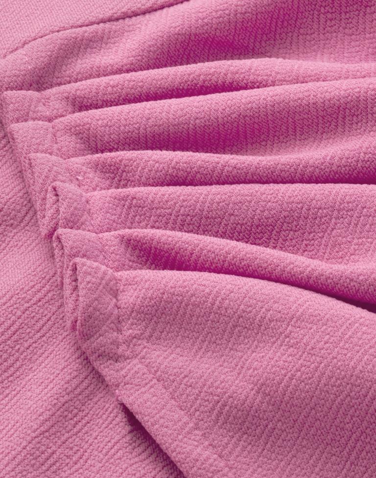 Blooming Pink Coloured Knitted Lycra Tops | Sudathi