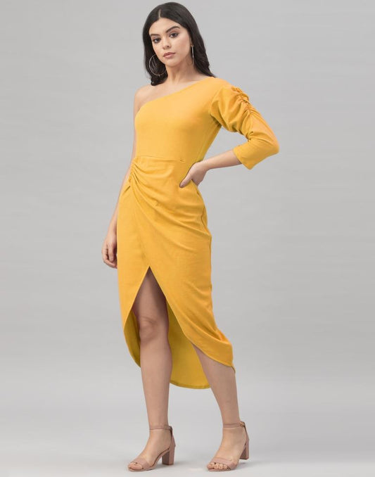 Definitive Mustard Yellow Coloured Knitted Lycra Tops | Sudathi