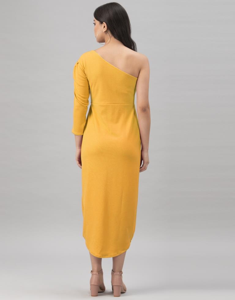 Definitive Mustard Yellow Coloured Knitted Lycra Tops | Sudathi