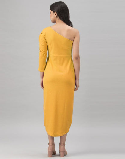 Definitive Mustard Yellow Coloured Knitted Lycra Tops | Sudathi