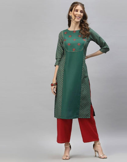 Dusty Green Kurti With Pant And Dupatta | Leemboodi