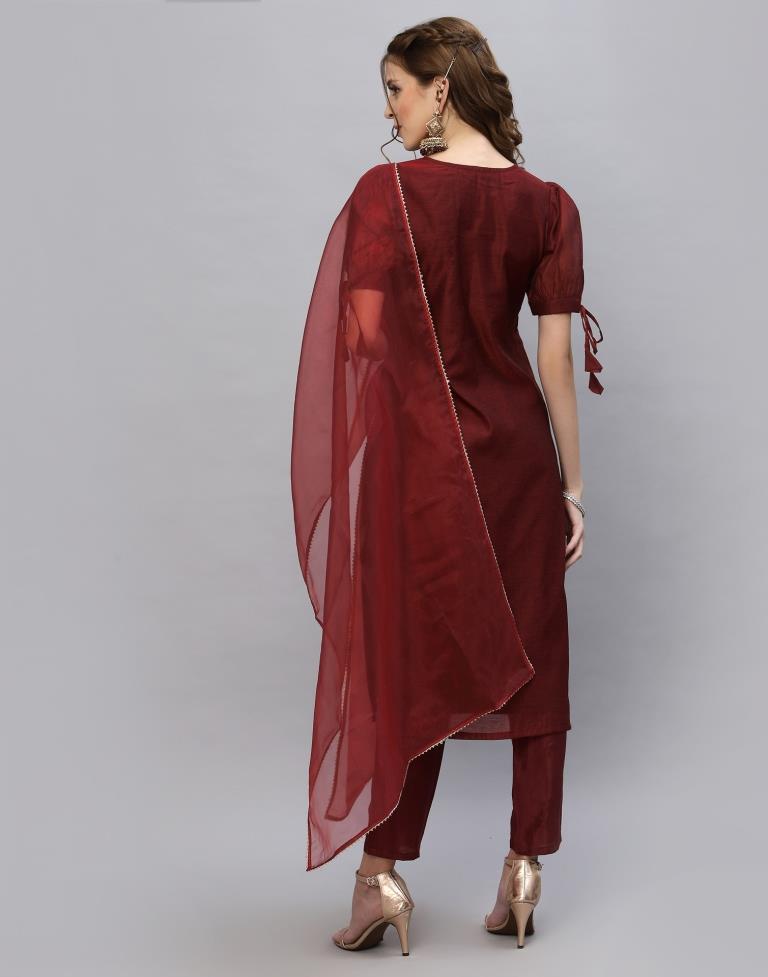 Maroon Kurti With Pant And Dupatta | Sudathi