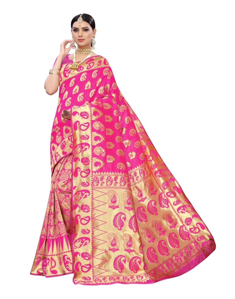 Pink Banarasi Silk Saree