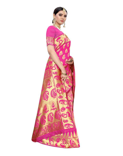 Pink Banarasi Silk Saree