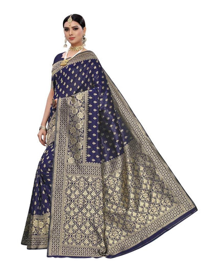 Navy Blue Banarasi Silk saree | Leemboodi