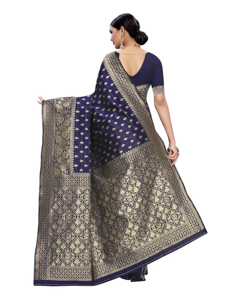 Navy Blue Banarasi Silk saree | Leemboodi