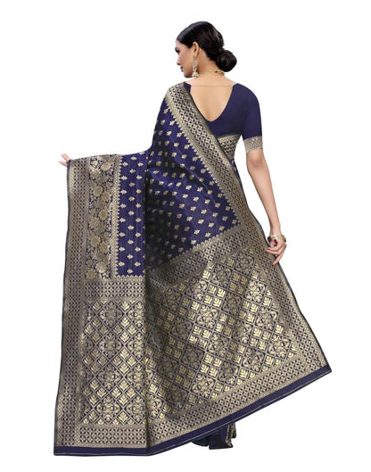 Navy Blue Banarasi Silk saree | Leemboodi