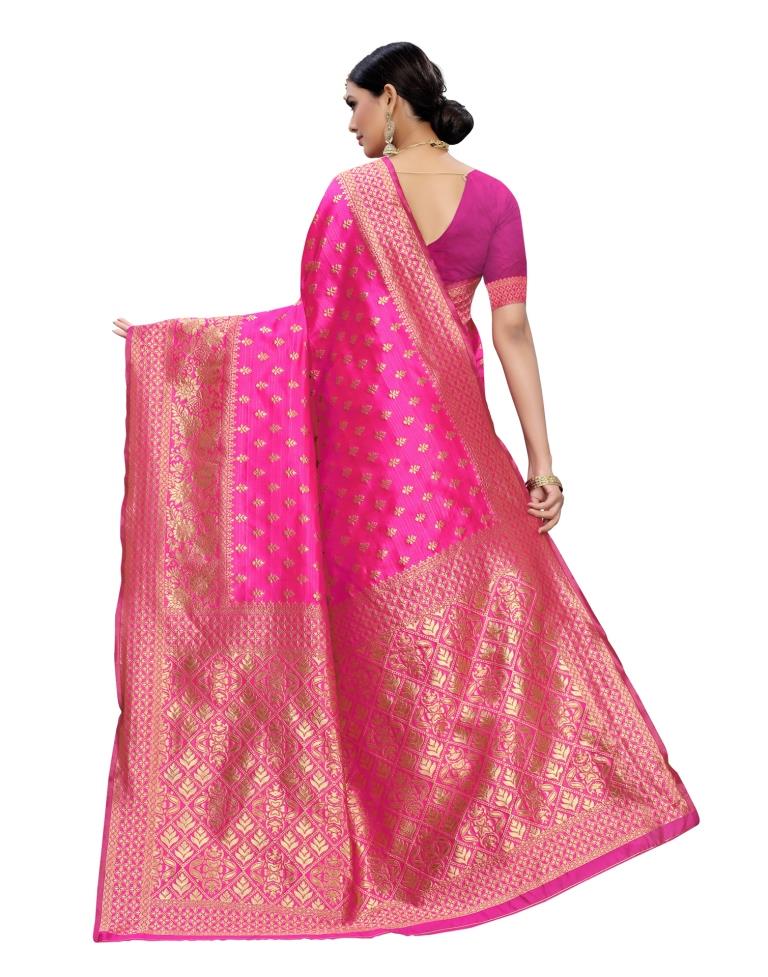 Pink Coloured Poly Silk Jacquard Partywear saree | Leemboodi