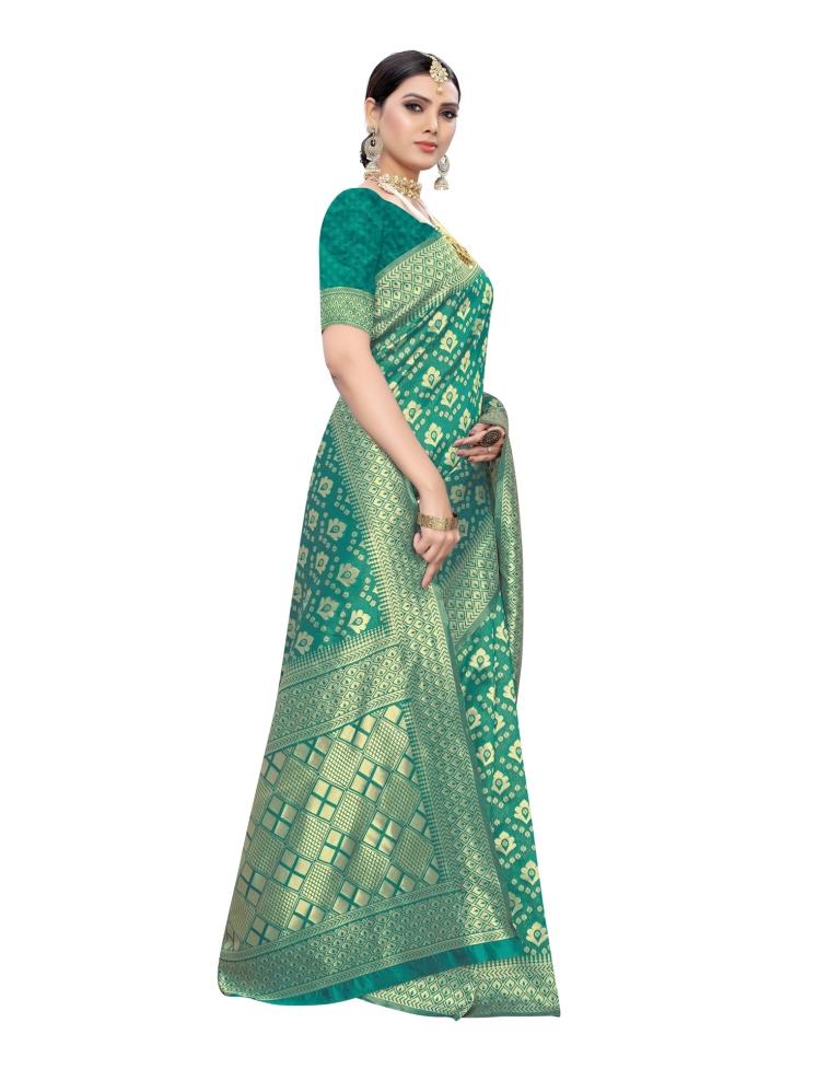 Teal Green Coloured Poly Silk Jacquard Partywear saree | Leemboodi