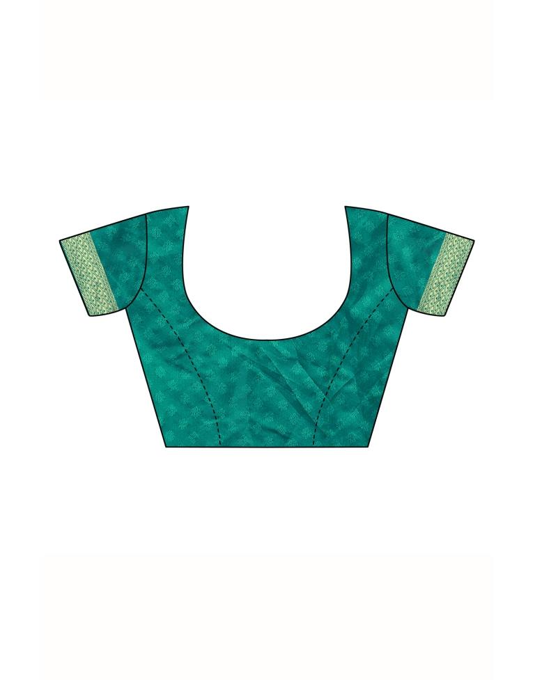 Teal Green Coloured Poly Silk Jacquard Partywear saree | Leemboodi