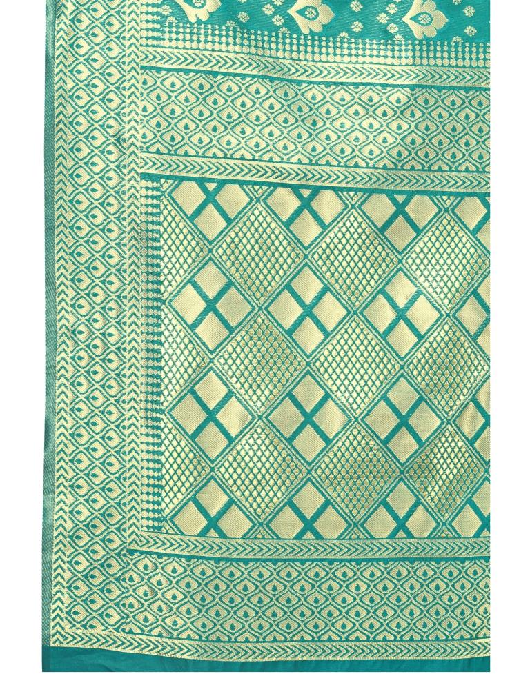 Teal Green Coloured Poly Silk Jacquard Partywear saree | Leemboodi
