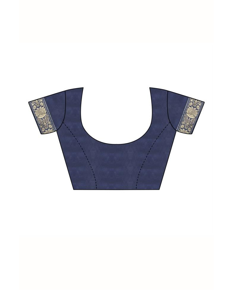 Blue Navy Coloured Poly Silk Jacquard Partywear saree | Sudathi