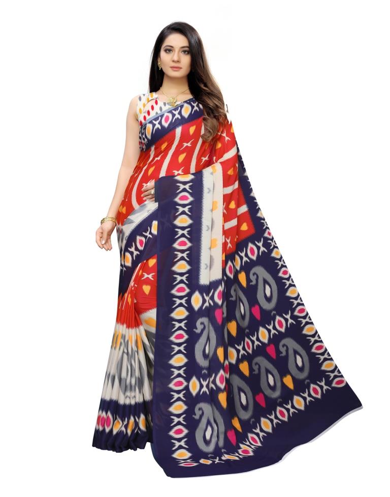 Orange Coloured Georgette Digital Printed Casual saree | Leemboodi