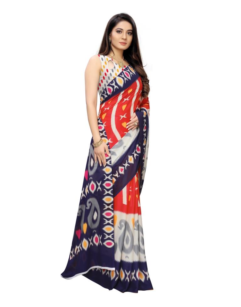 Orange Coloured Georgette Digital Printed Casual saree | Leemboodi