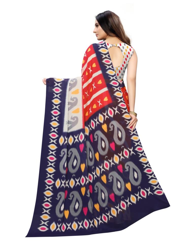 Orange Coloured Georgette Digital Printed Casual saree | Leemboodi