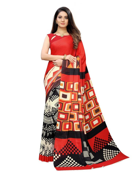 Red Coloured Georgette Digital Printed Casual saree | Leemboodi